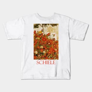 Field of Flowers (1910) by Egon Schiele Kids T-Shirt